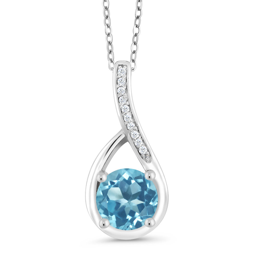 Swiss Blue Topaz - November_Sterling Silver_Pendant in Sterling Silver