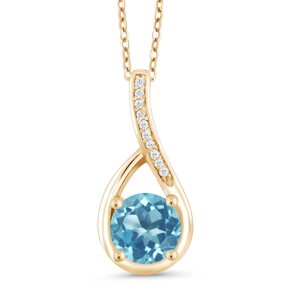 Swiss Blue Topaz - November_Yellow Gold Plated Silver_Pendant in Yellow Gold Plated Silver