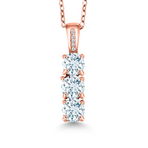 Aquamarine - March_Pendant in 925 Rose Gold Plated Silver