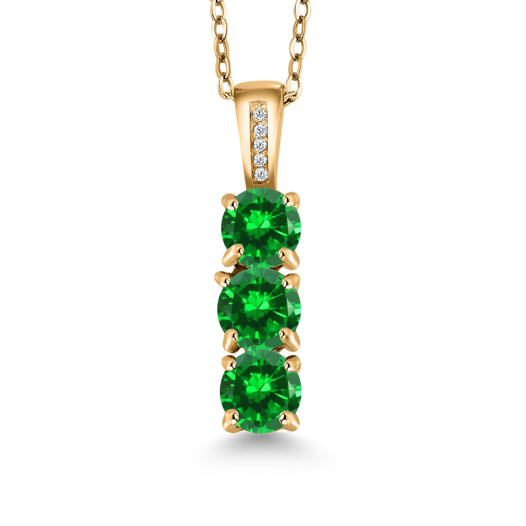 Created Emerald - May_Pendant in 925 Yellow Gold Plated Silver
