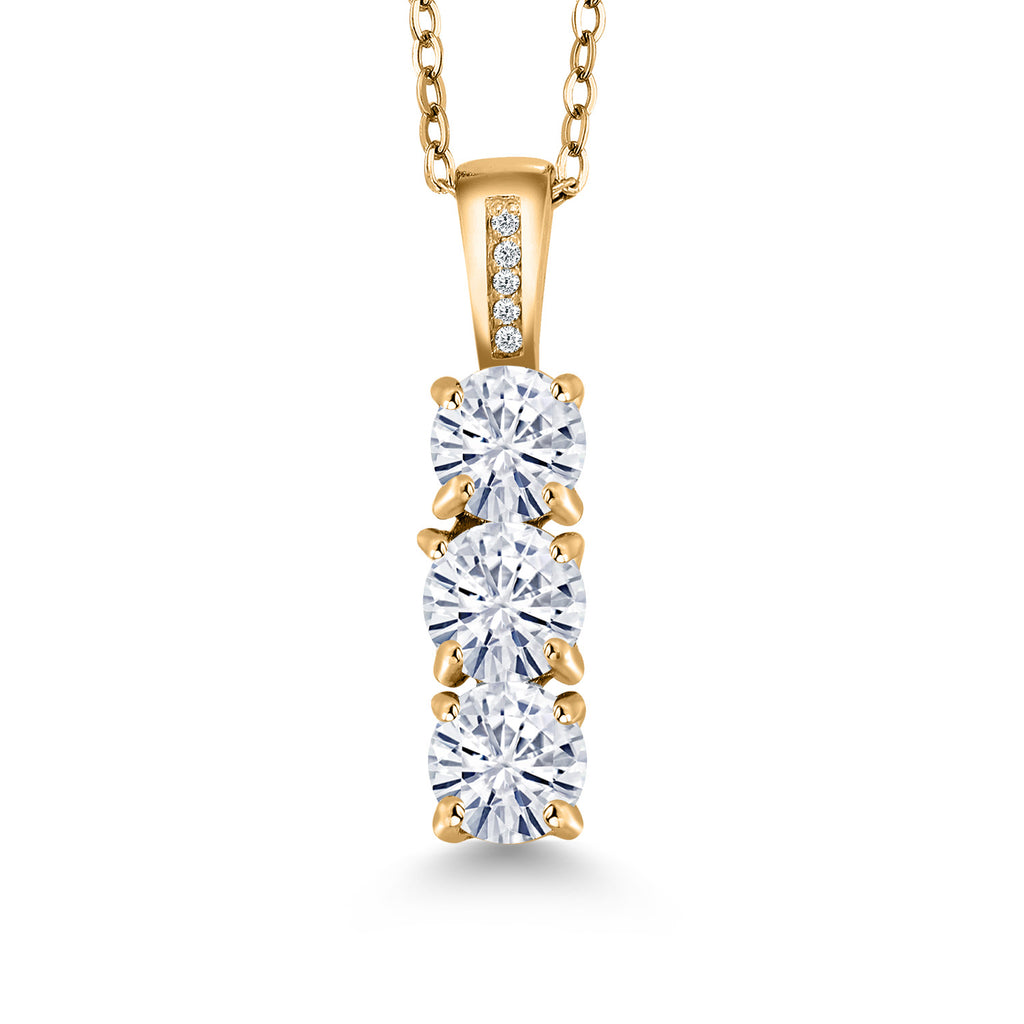 White Moissanite - April_Pendant in 925 Yellow Gold Plated Silver