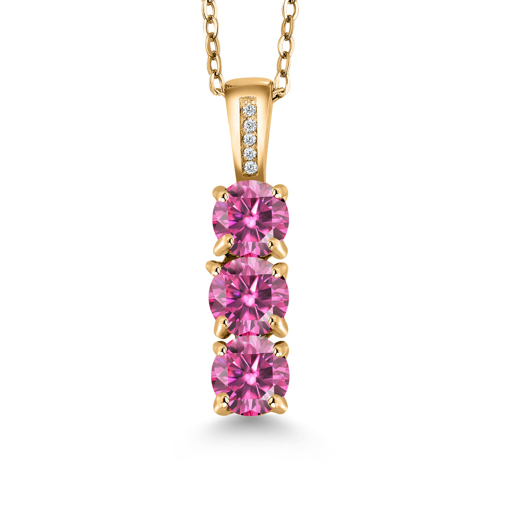 Pink Moissanite - April_Pendant in 925 Yellow Gold Plated Silver
