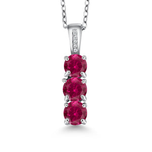 Created Ruby - July_Pendant in 925 Sterling Silver
