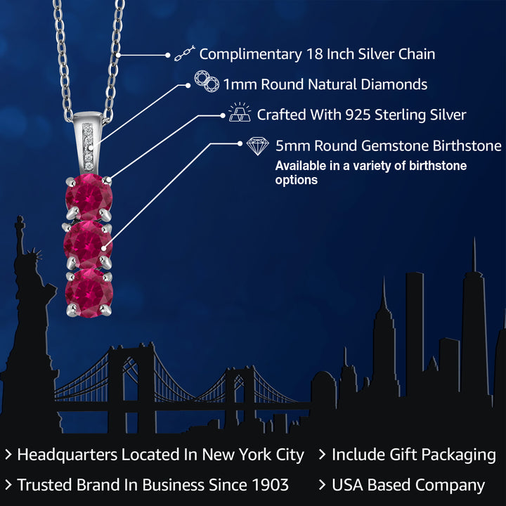 Created Ruby - July_Pendant in 925 Sterling Silver