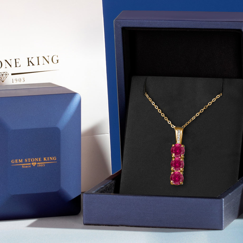 Created Ruby - July_Pendant in 925 Yellow Gold Plated Silver