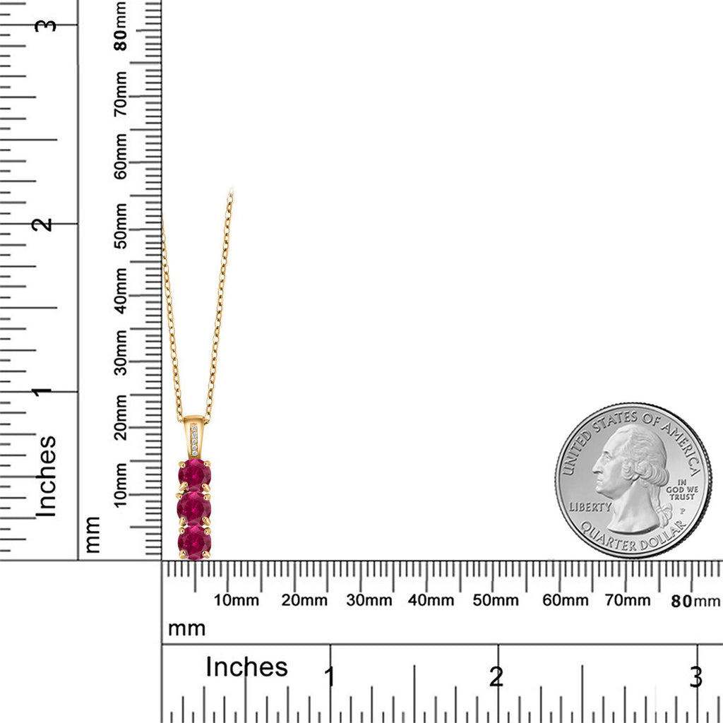 Created Ruby - July_Pendant in 925 Yellow Gold Plated Silver