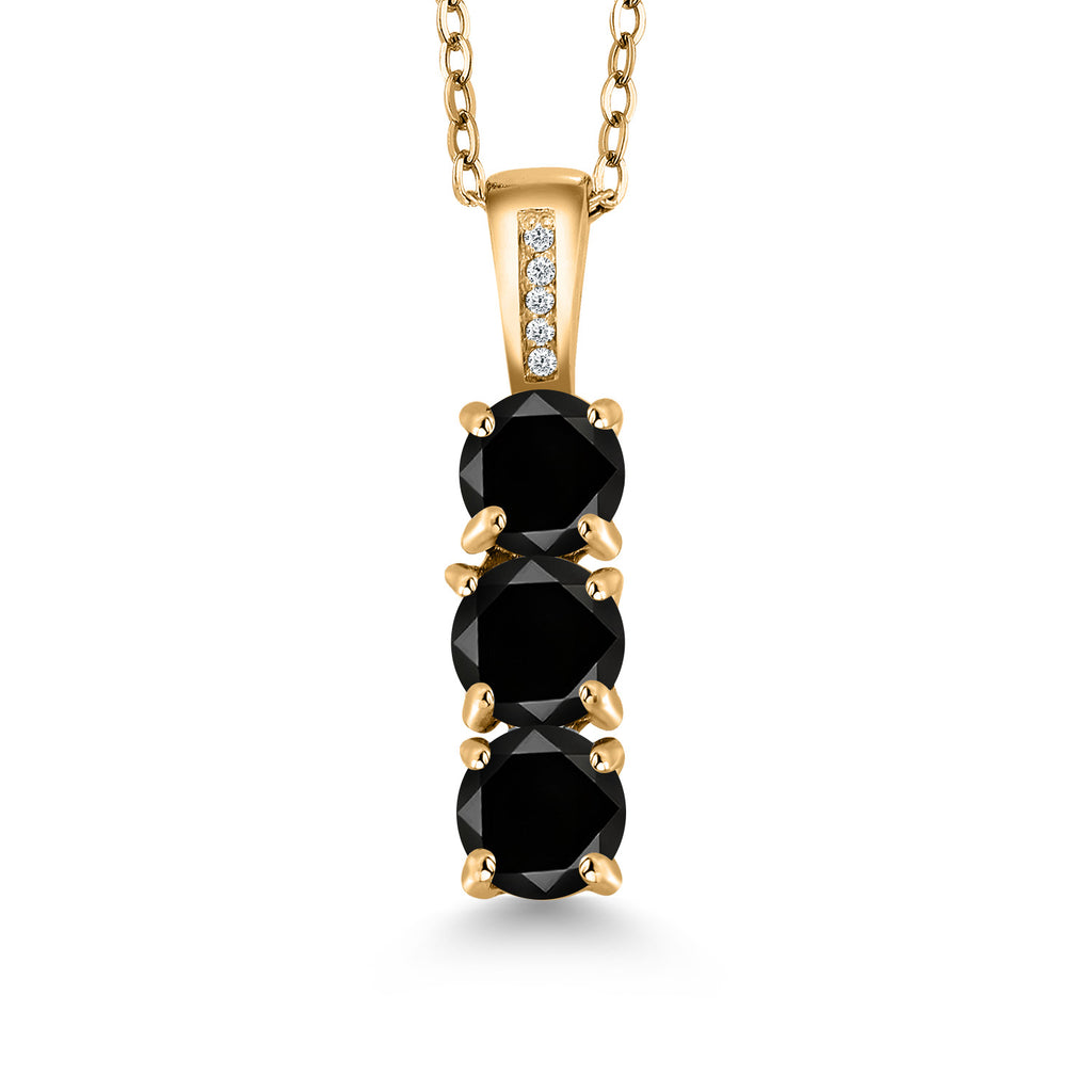 Black Diamond - April_Pendant in 925 Yellow Gold Plated Silver