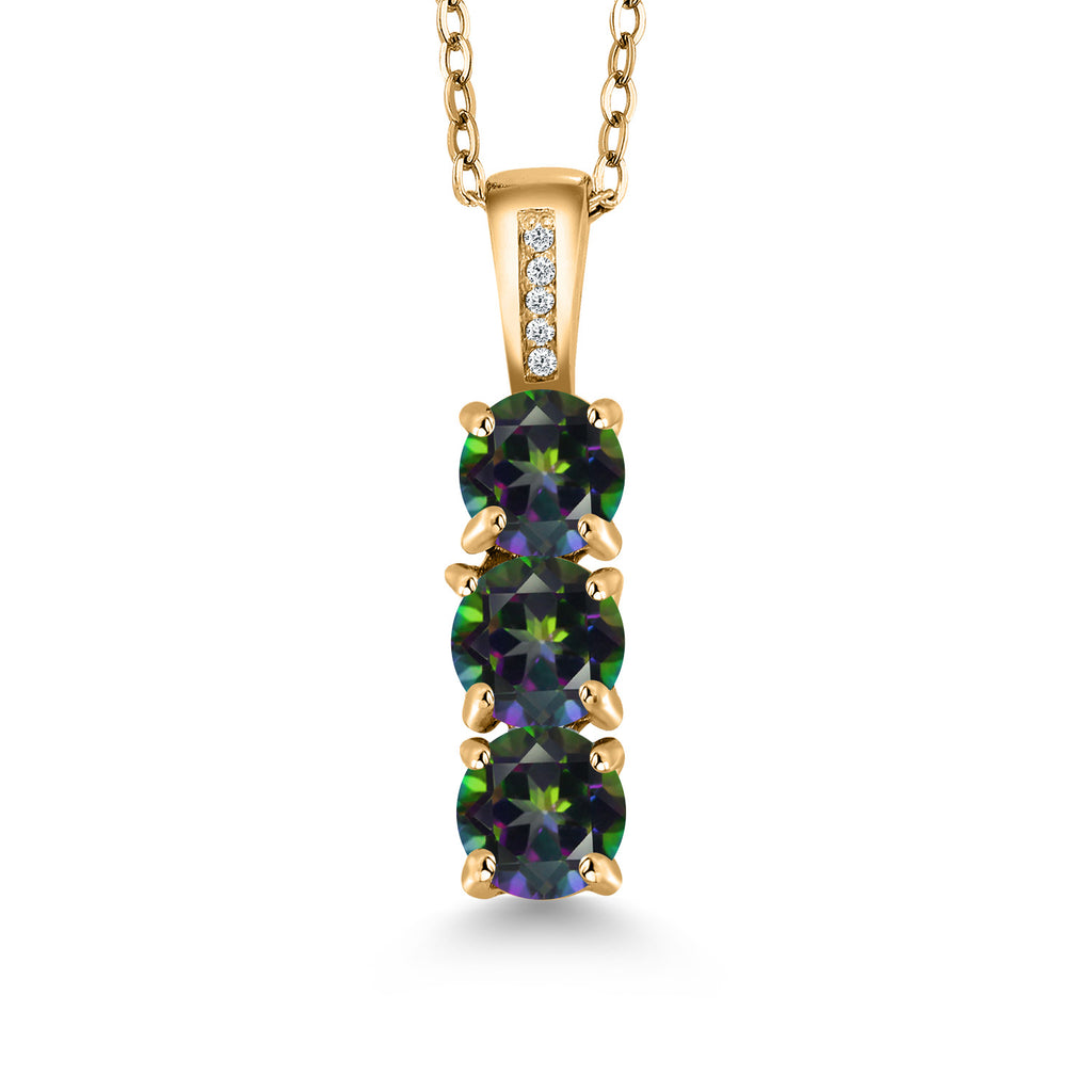 Green Mystic Topaz_Pendant in 925 Yellow Gold Plated Silver