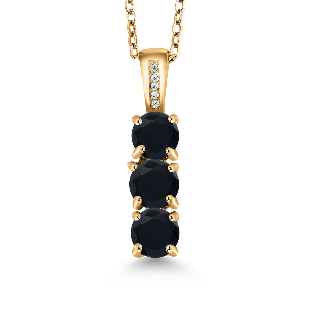 Onyx - December_Pendant in 925 Yellow Gold Plated Silver
