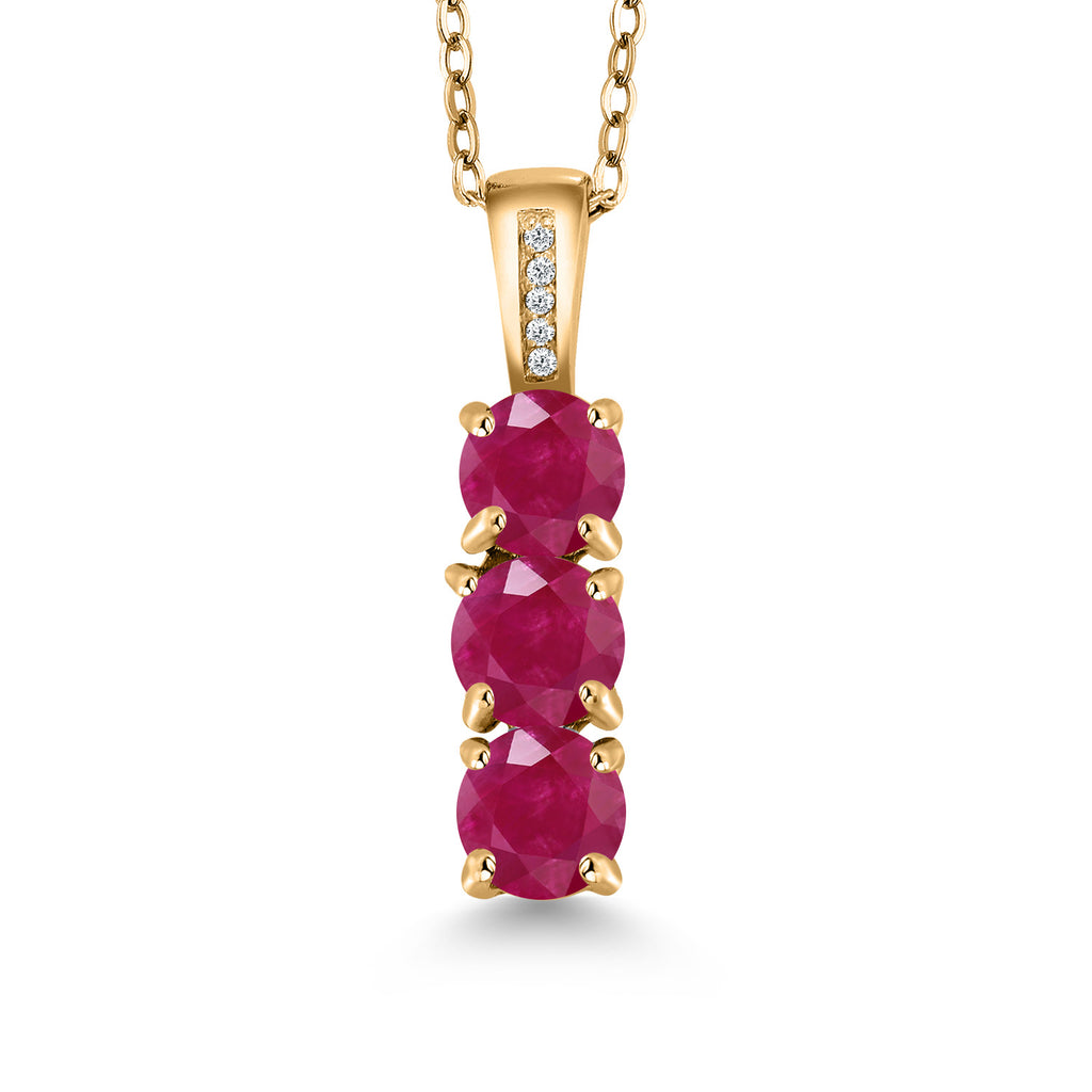 Ruby - July_Pendant in 925 Yellow Gold Plated Silver