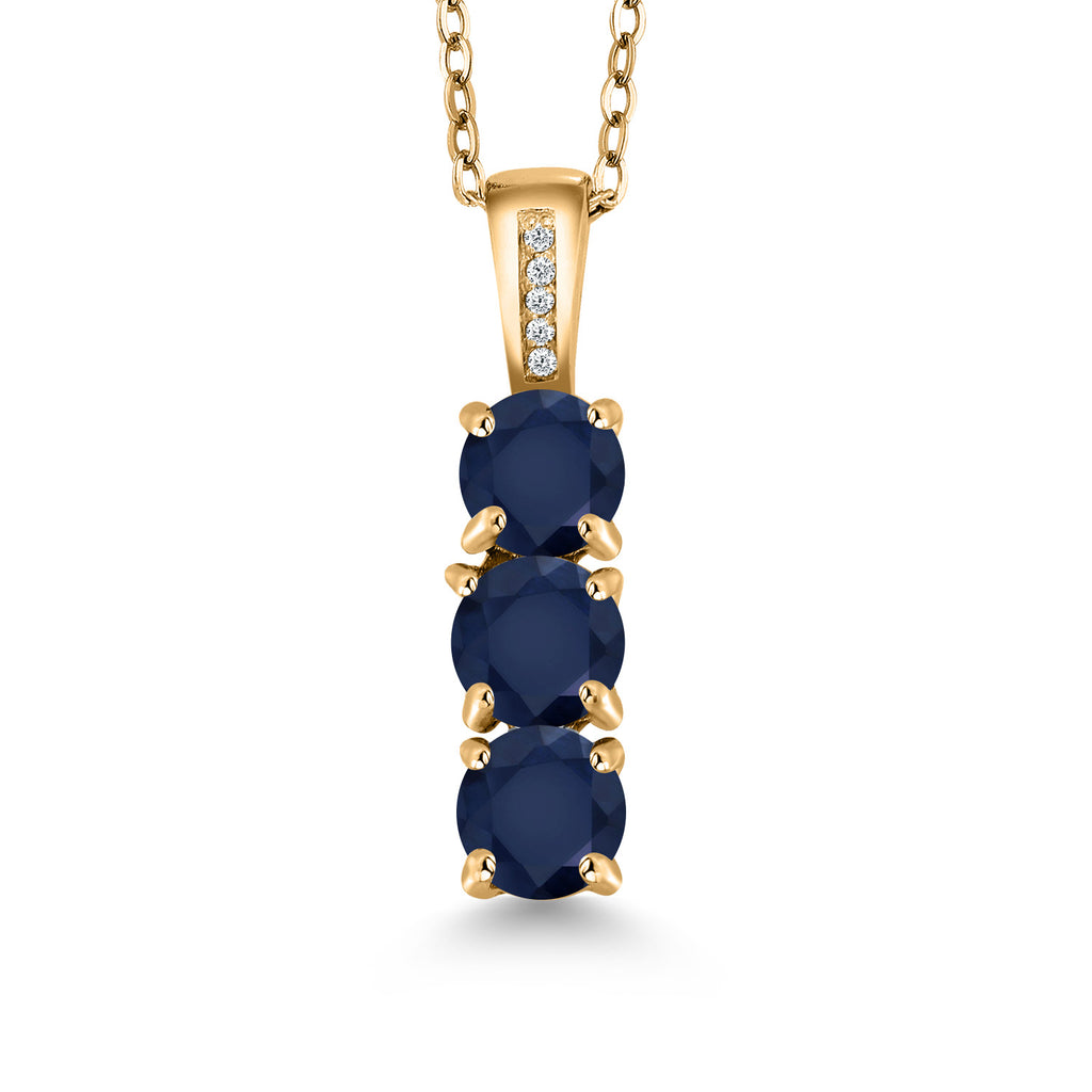 Blue Sapphire - September_Pendant in 925 Yellow Gold Plated Silver