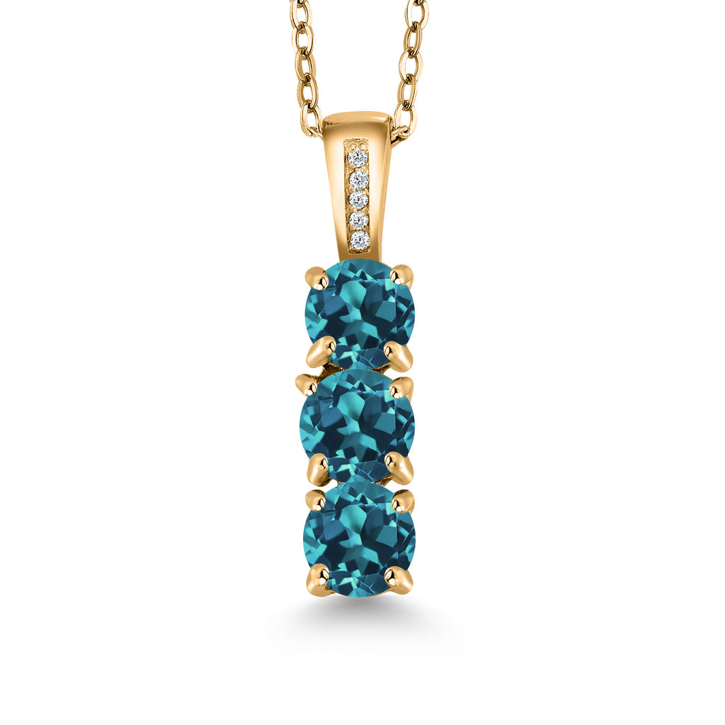 London Blue Topaz - November_Pendant in 925 Yellow Gold Plated Silver