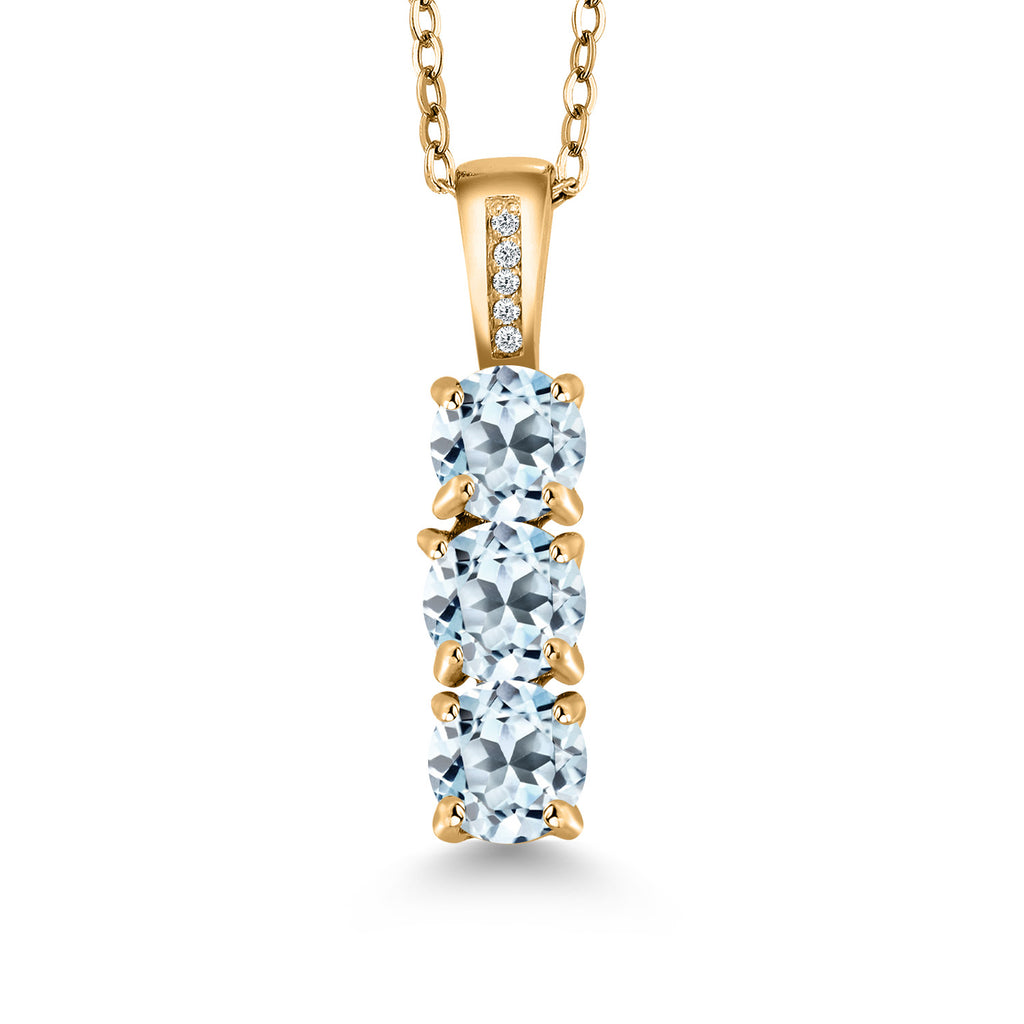 Sky Blue Topaz - November_Pendant in 925 Yellow Gold Plated Silver