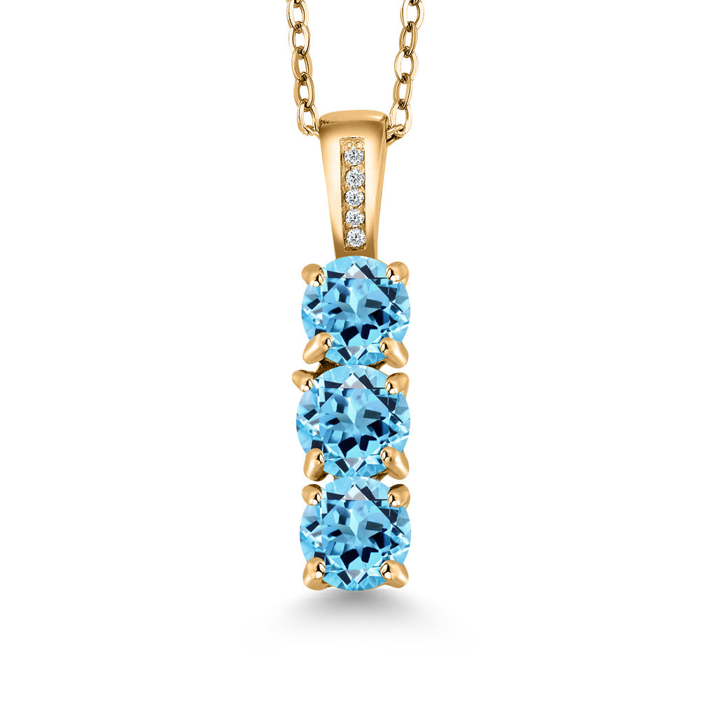Swiss Blue Topaz - November_Pendant in 925 Yellow Gold Plated Silver