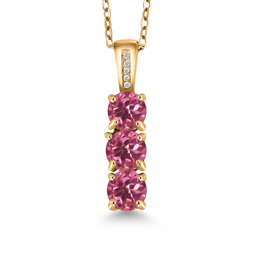 Pink Tourmaline - October_Pendant in 925 Yellow Gold Plated Silver