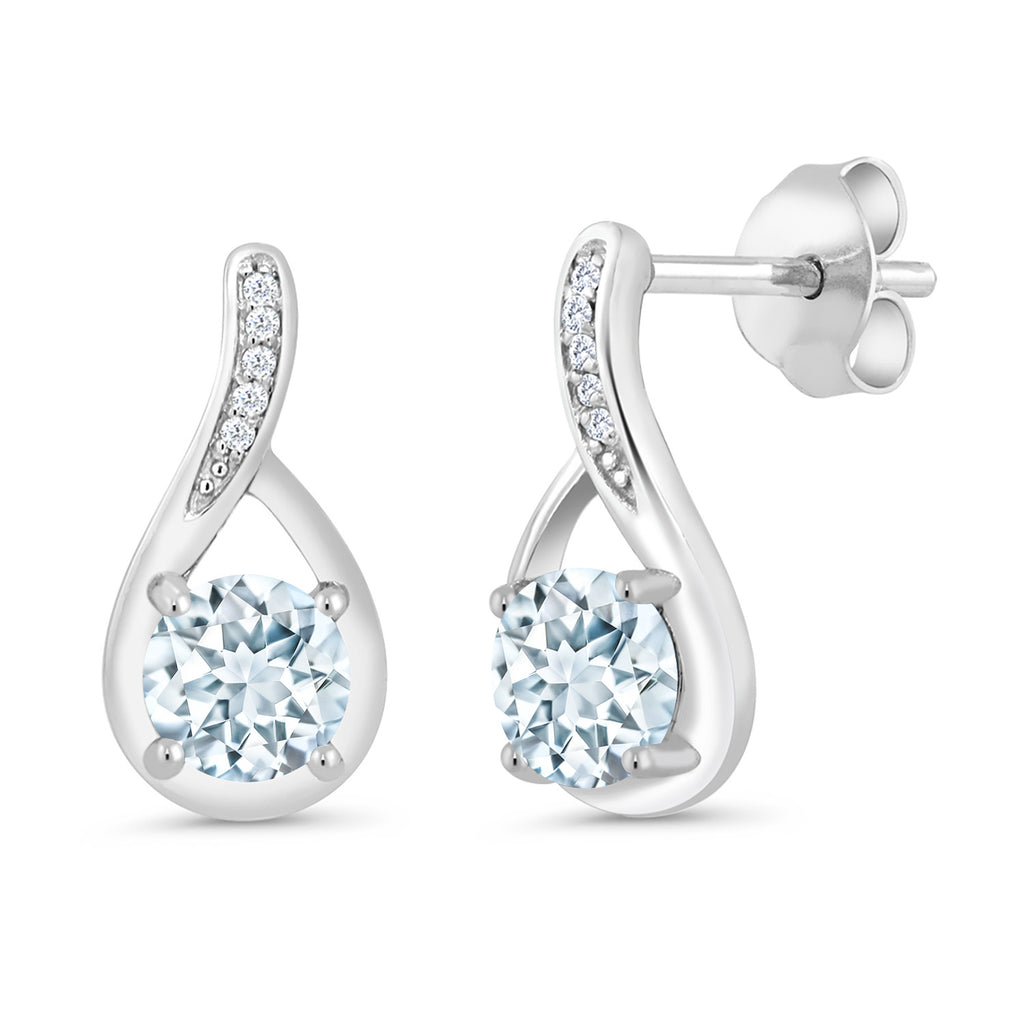 Aquamarine - March_Earrings in 925 Sterling Silver