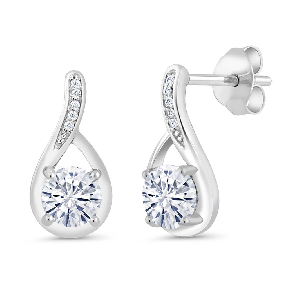White Moissanite - April_Earrings in 925 Sterling Silver