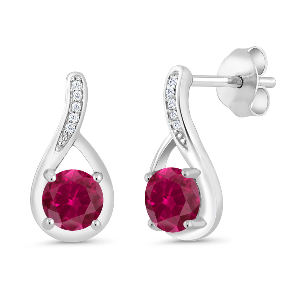 Created Ruby - July_Earrings in 925 Sterling Silver