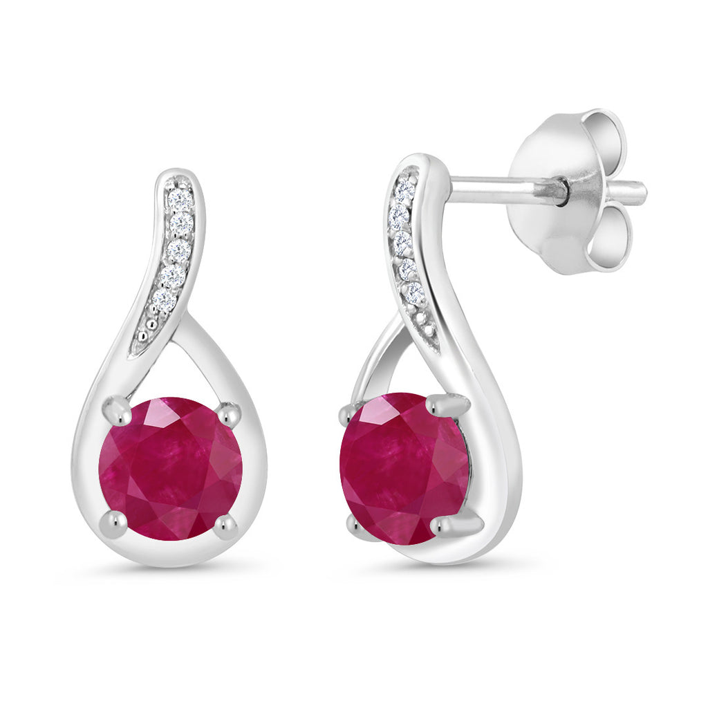 Ruby - July_Earrings in 925 Sterling Silver