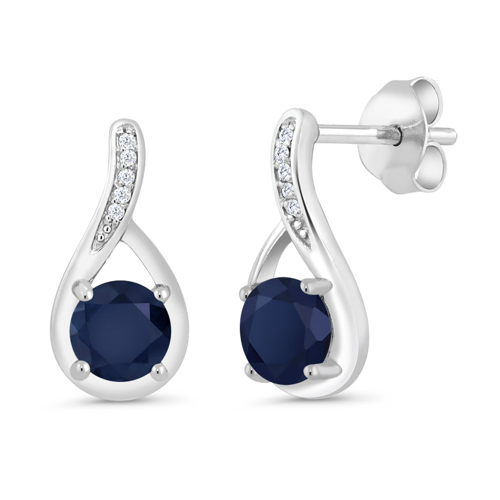 Blue Sapphire - September_Earrings in 925 Sterling Silver