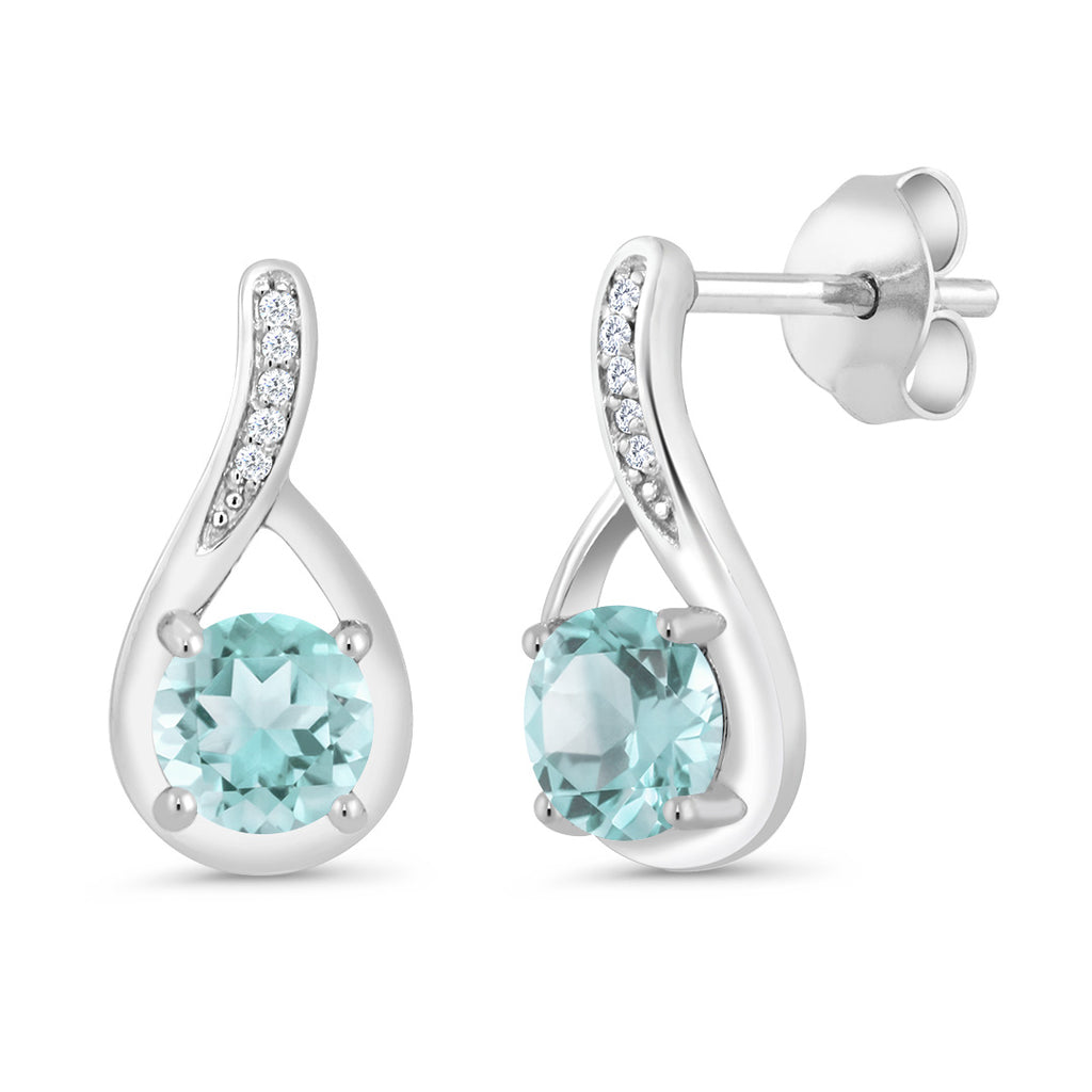 Sky Blue Topaz - November_Earrings in 925 Sterling Silver