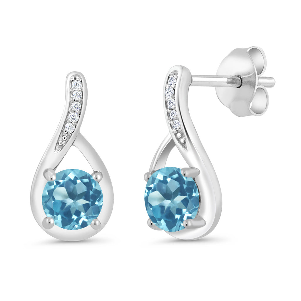 Swiss Blue Topaz - November_Earrings in 925 Sterling Silver