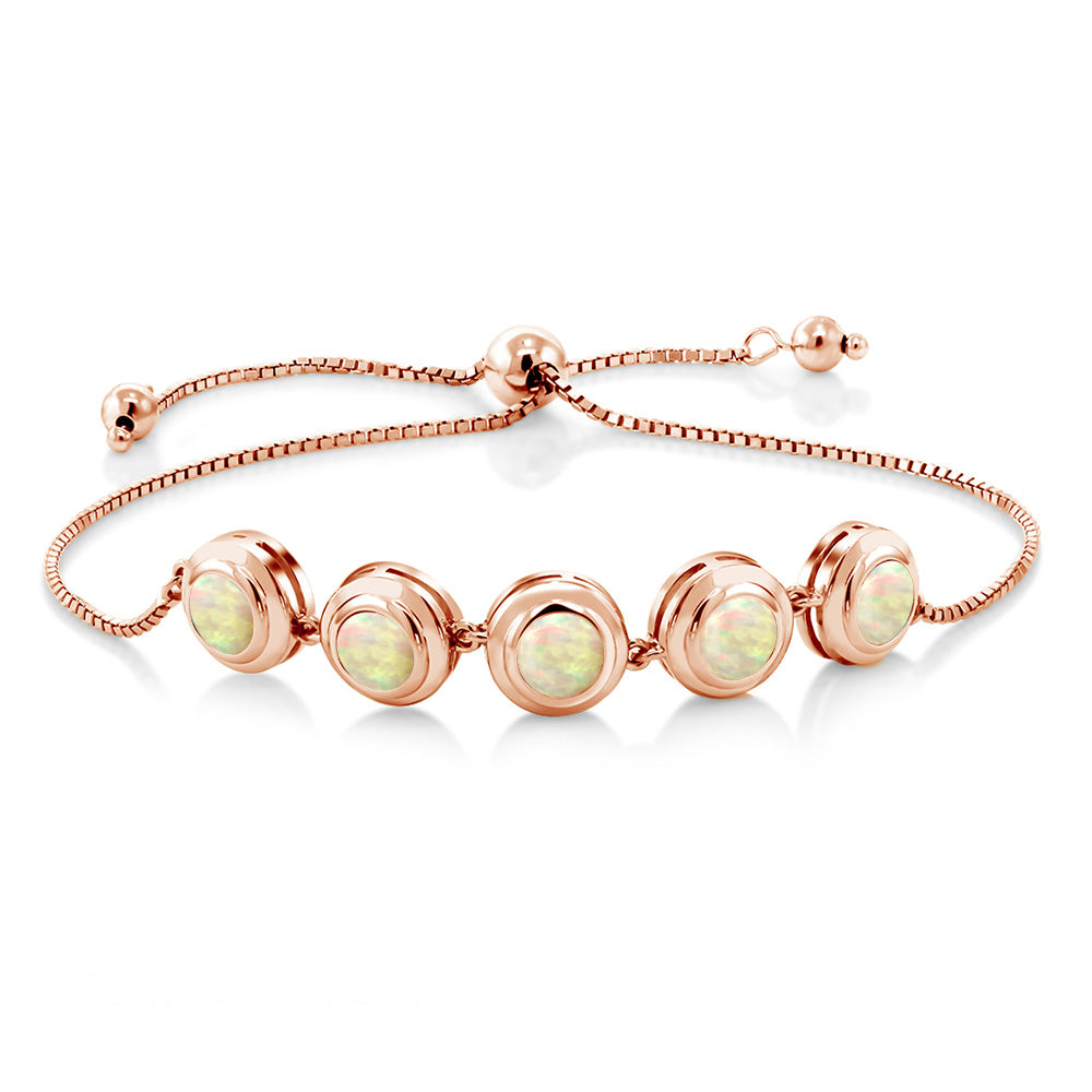 Ethiopian Opal-Cabochon - October_Bracelet in 925 Rose Gold Plated Silver