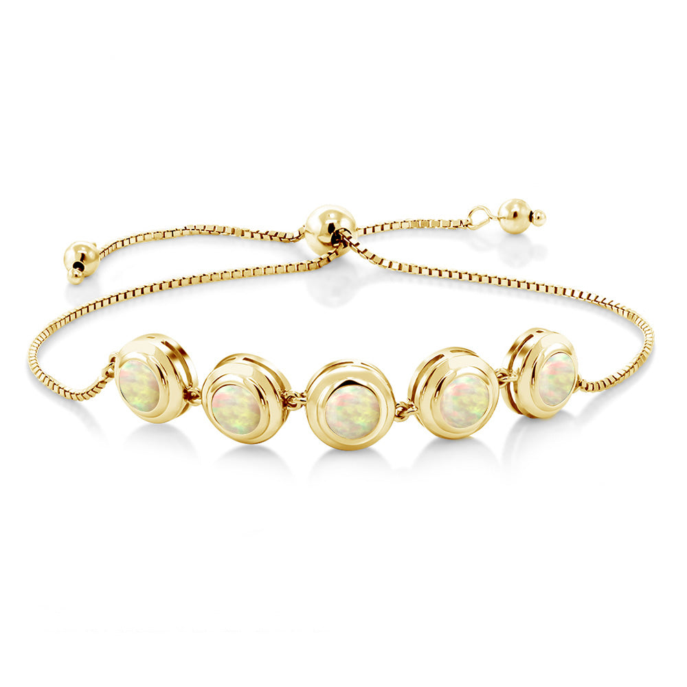 Ethiopian Opal-Cabochon - October_Bracelet in 925 Yellow Gold Plated Silver