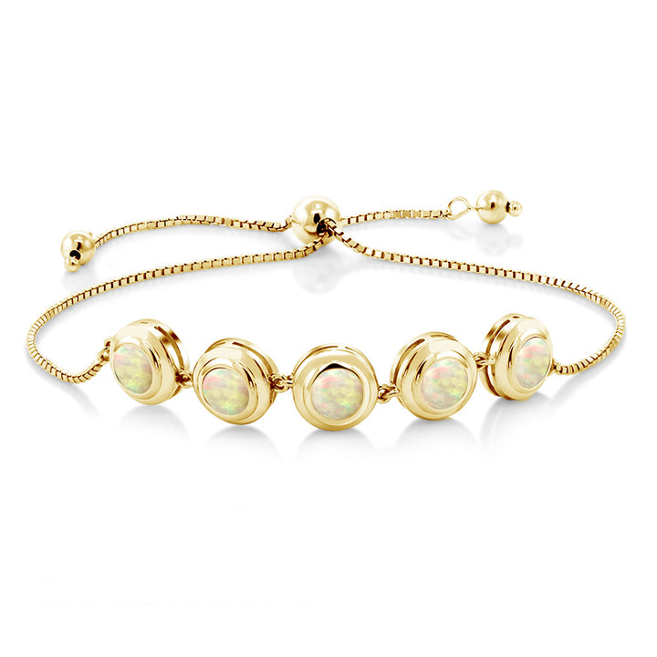 Ethiopian Opal-Cabochon - October_Bracelet in 925 Yellow Gold Plated Silver