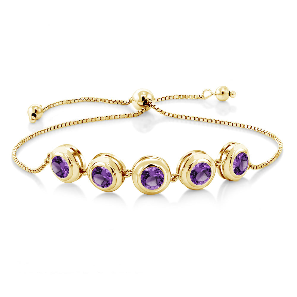 Amethyst - February_Bracelet in 925 Yellow Gold Plated Silver