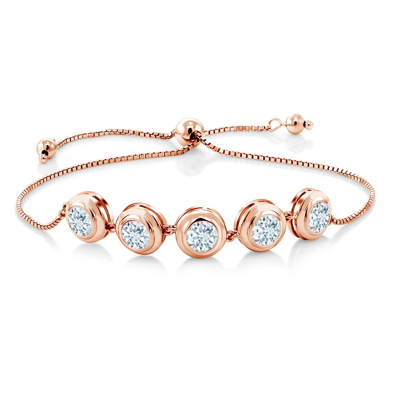 Aquamarine - March_Bracelet in 925 Rose Gold Plated Silver