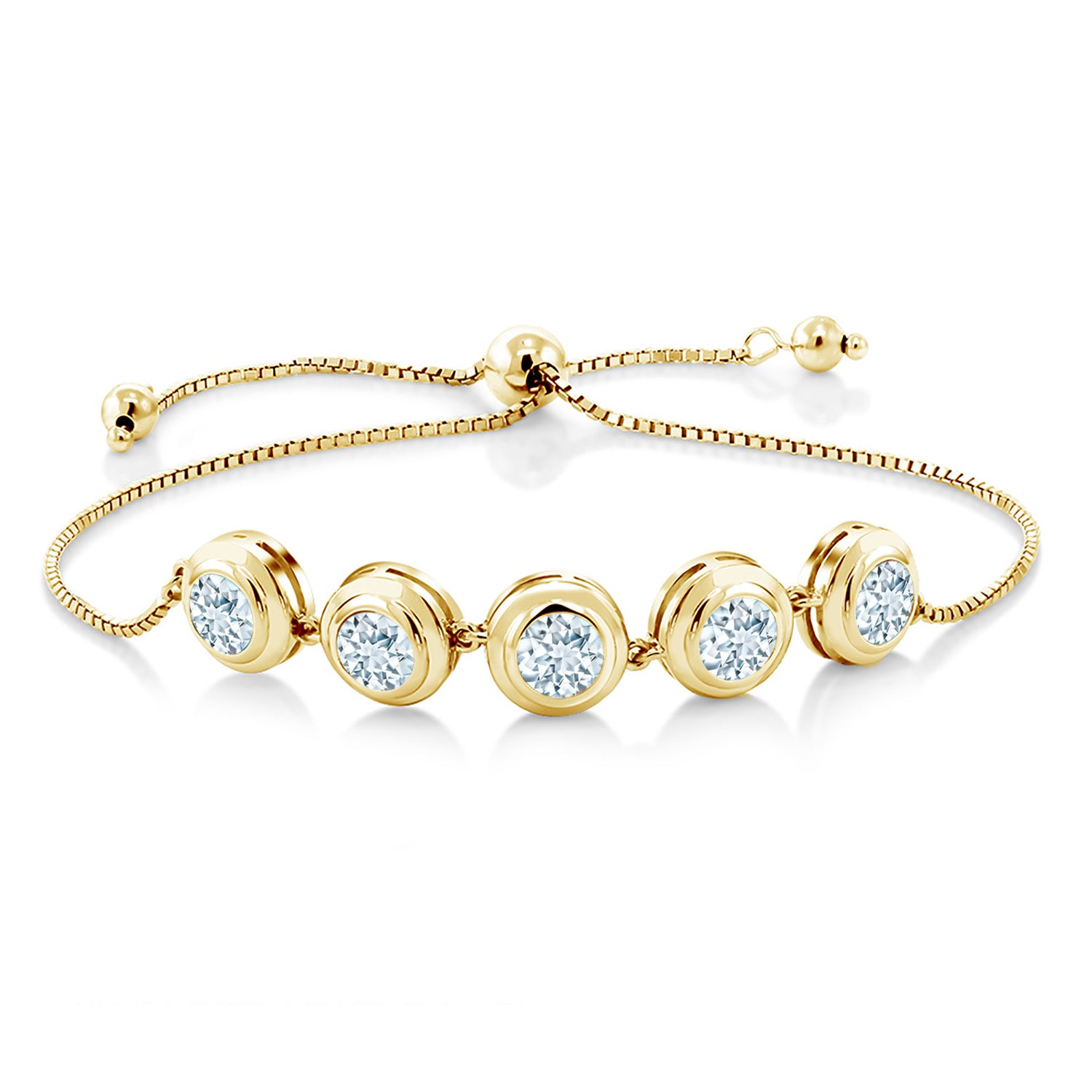 Aquamarine - March_Bracelet in 925 Yellow Gold Plated Silver