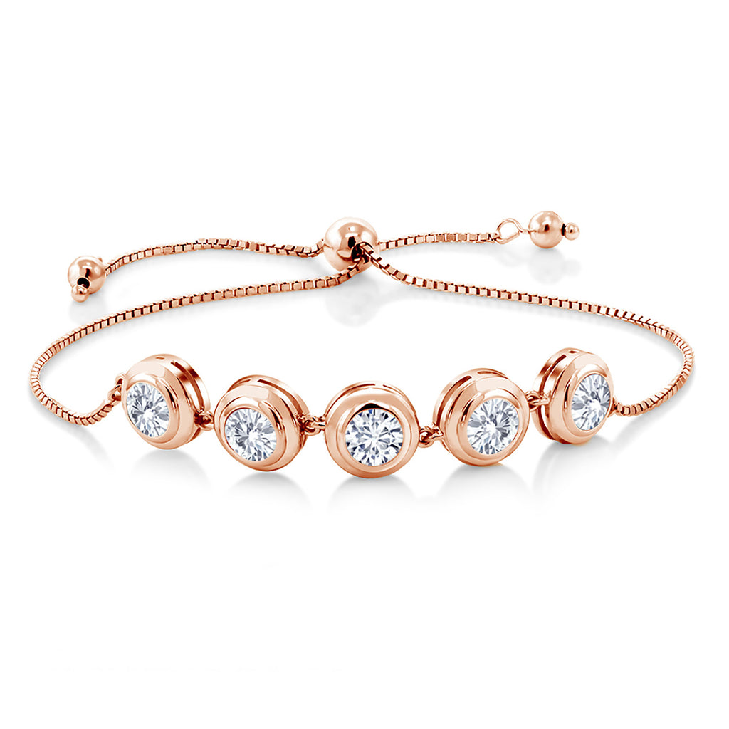 White Moissanite - April_Bracelet in 925 Rose Gold Plated Silver