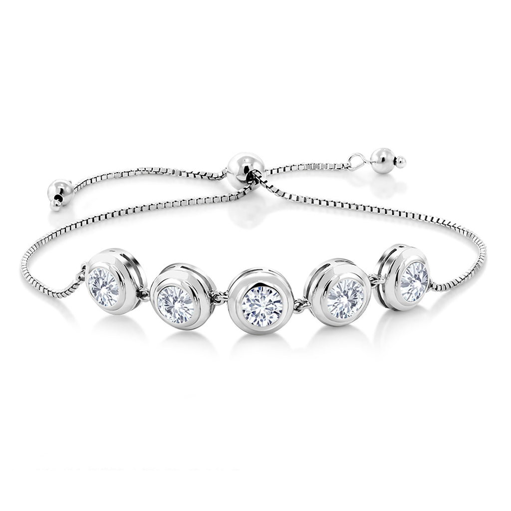 White Moissanite - April_Bracelet in 925 Sterling Silver