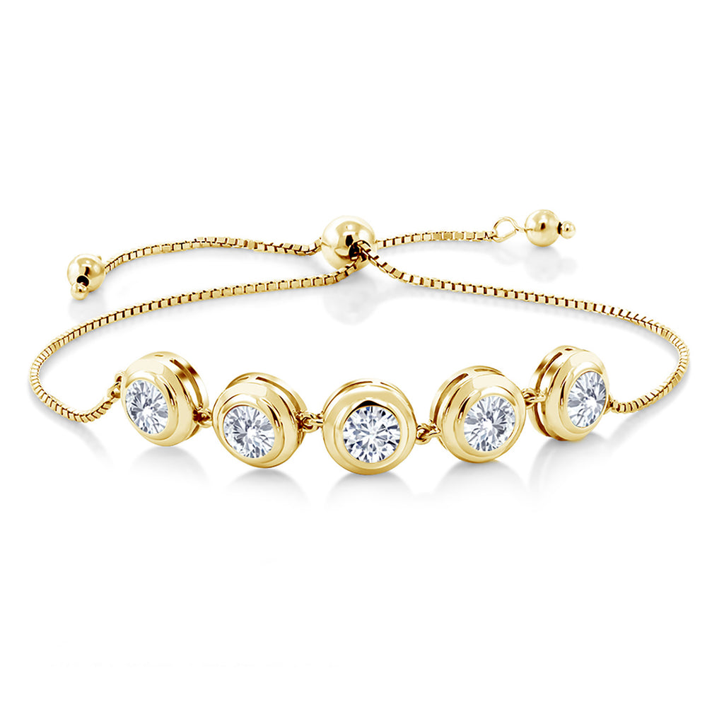 White Moissanite - April_Bracelet in 925 Yellow Gold Plated Silver