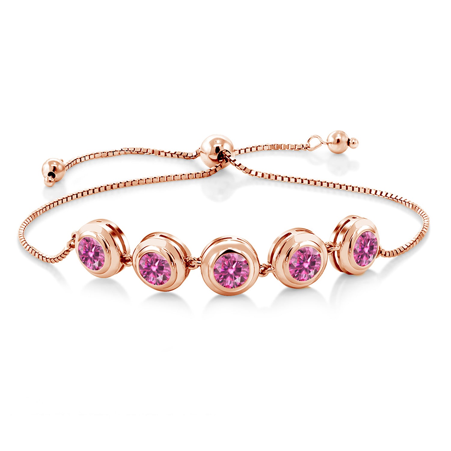 Pink Moissanite - April_Bracelet in 925 Rose Gold Plated Silver