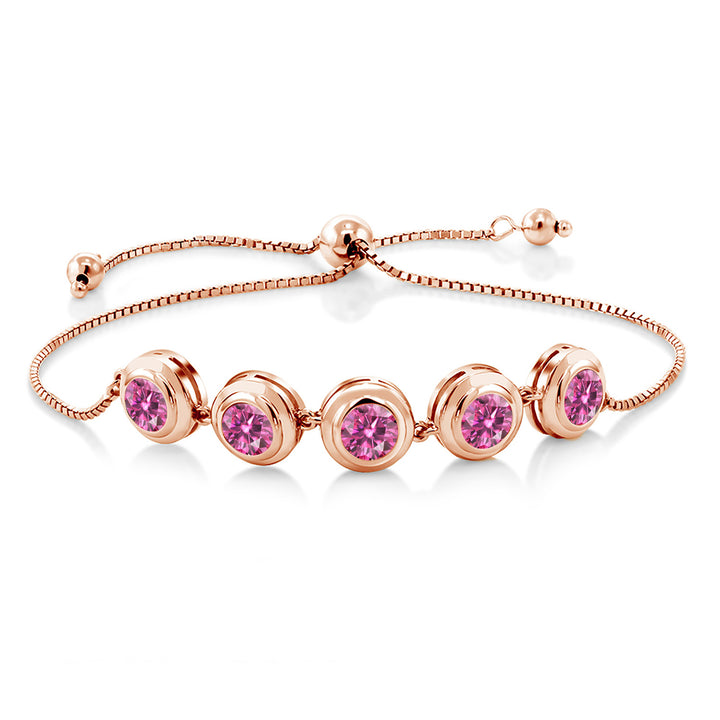 Pink Moissanite - April_Bracelet in 925 Rose Gold Plated Silver
