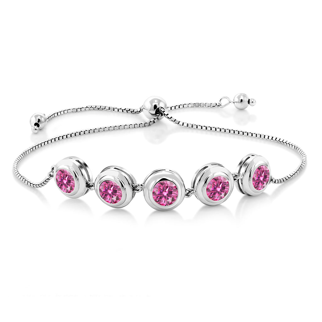 Pink Moissanite - April_Bracelet in 925 Sterling Silver