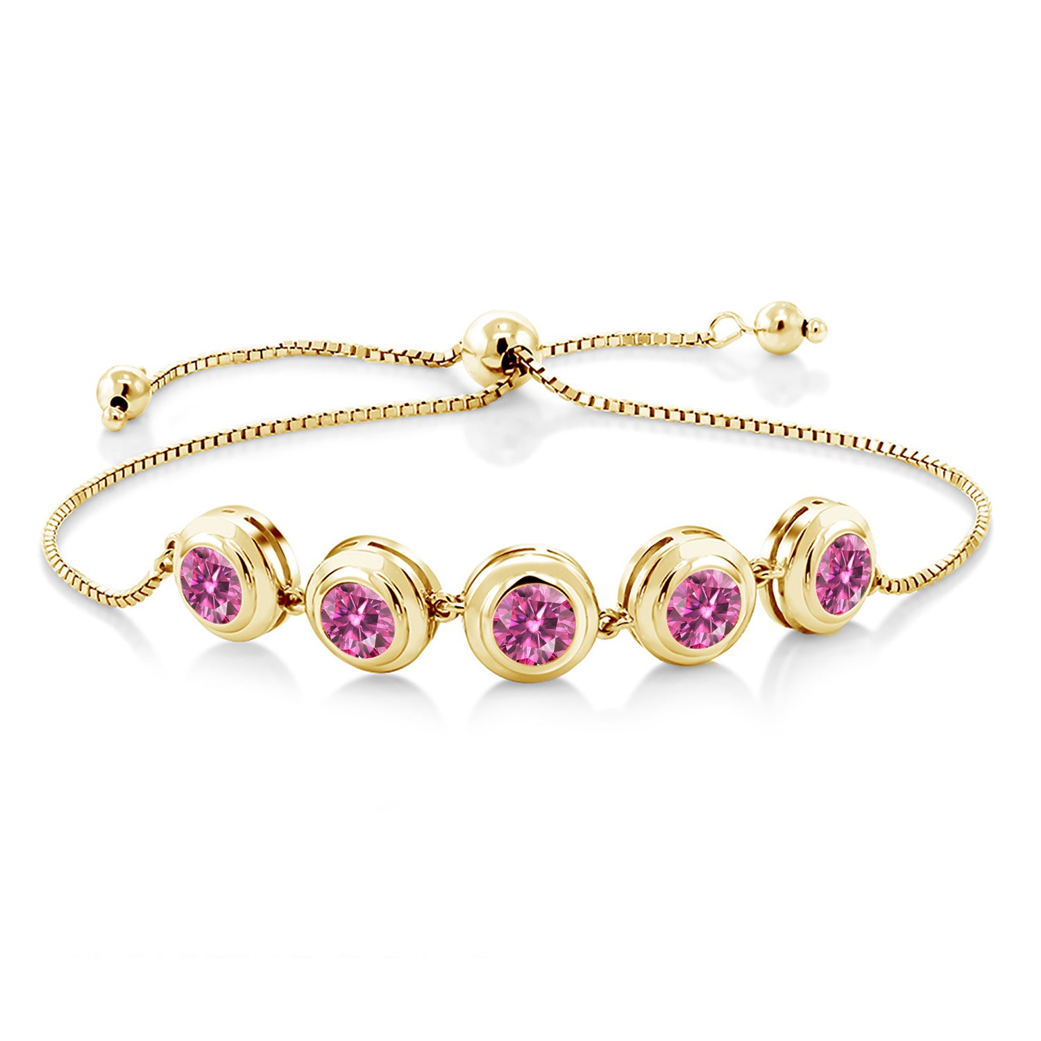 Pink Moissanite - April_Bracelet in 925 Yellow Gold Plated Silver