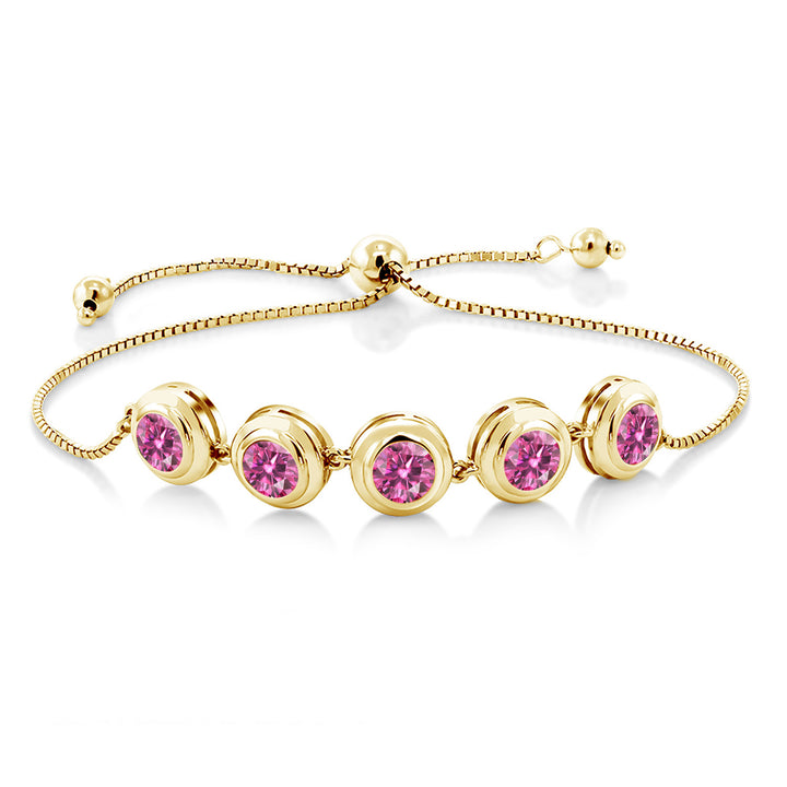 Pink Moissanite - April_Bracelet in 925 Yellow Gold Plated Silver