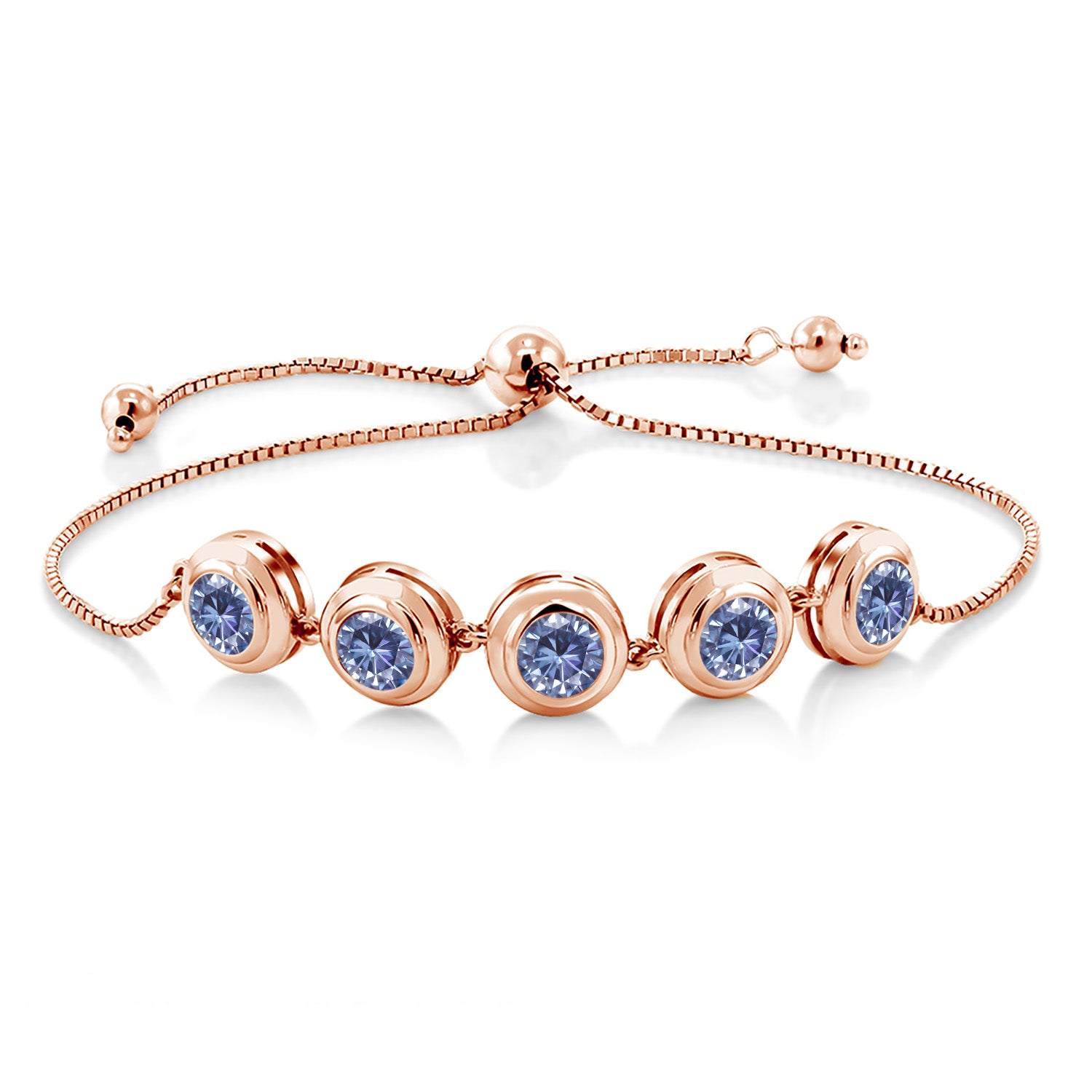 Persian Blue Moissanite - April_Bracelet in 925 Rose Gold Plated Silver