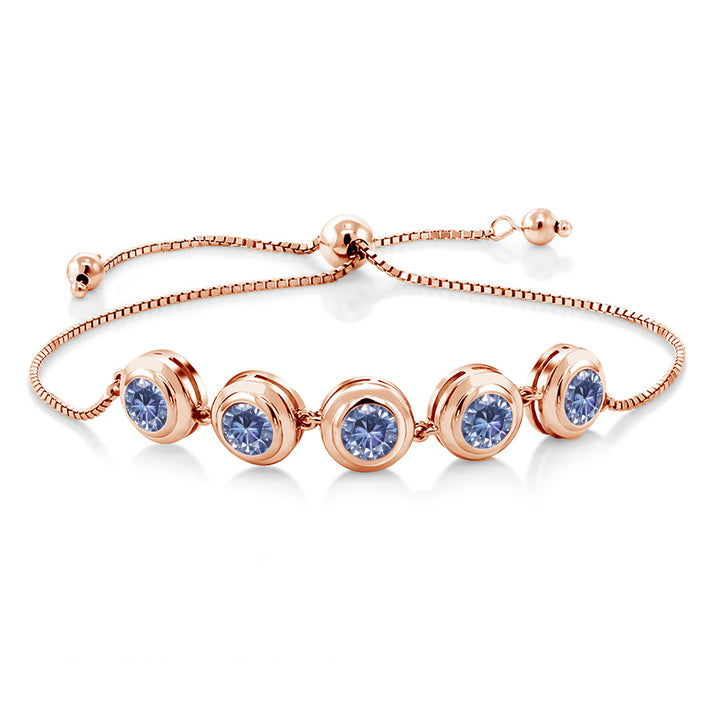Persian Blue Moissanite - April_Bracelet in 925 Rose Gold Plated Silver