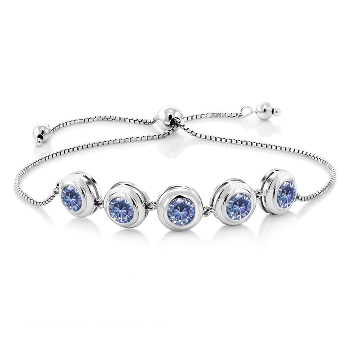 Persian Blue Moissanite - April_Bracelet in 925 Sterling Silver
