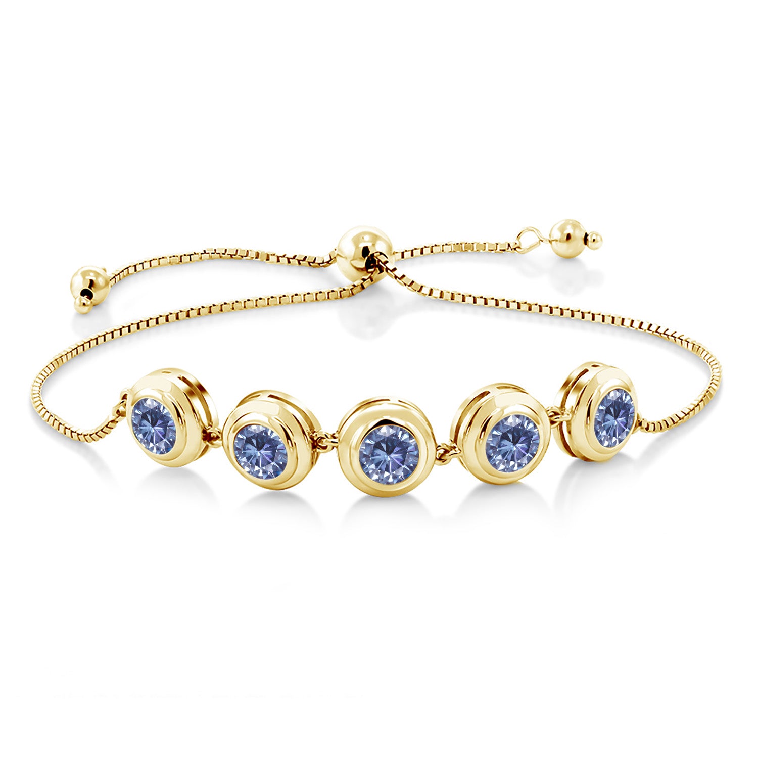 Persian Blue Moissanite - April_Bracelet in 925 Yellow Gold Plated Silver