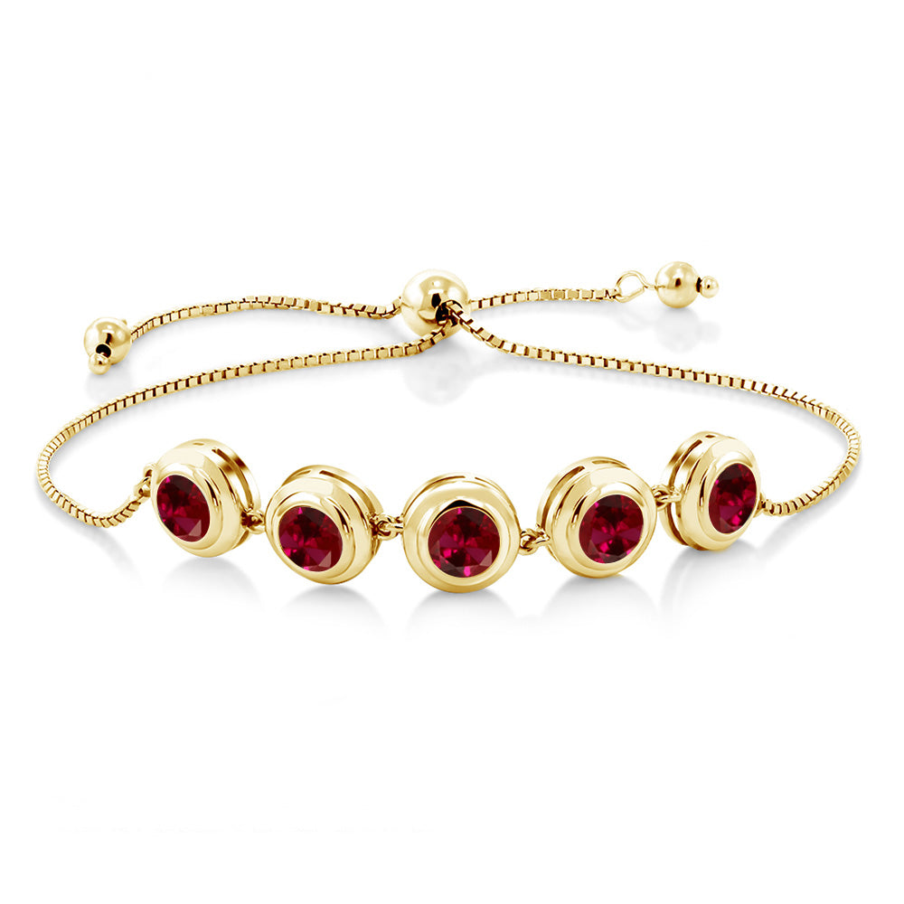 Created Ruby - July_Bracelet in 925 Yellow Gold Plated Silver