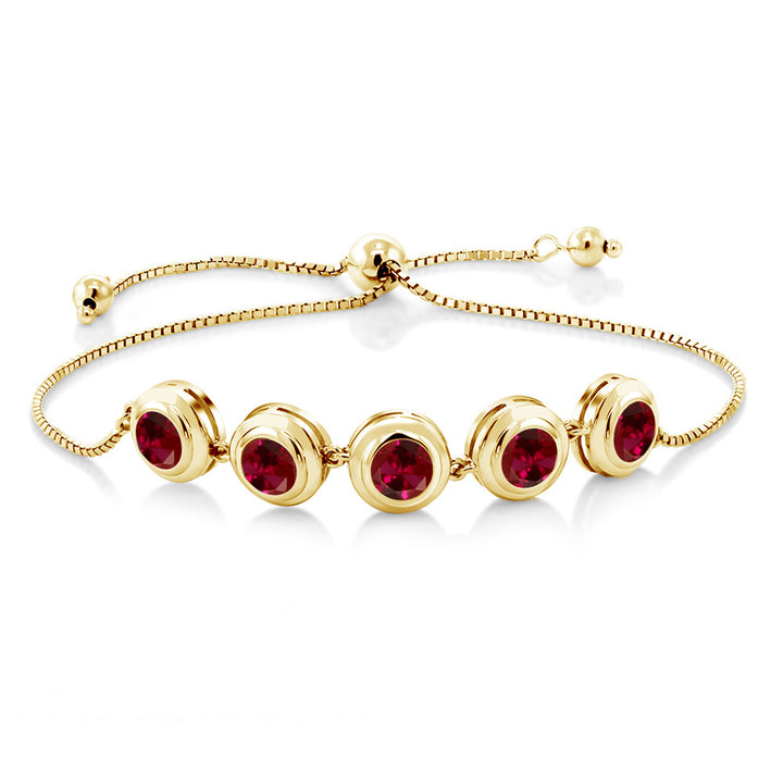 Created Ruby - July_Bracelet in 925 Yellow Gold Plated Silver