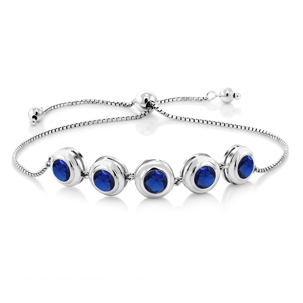 Blue Created Sapphire - September_Bracelet in 925 Sterling Silver