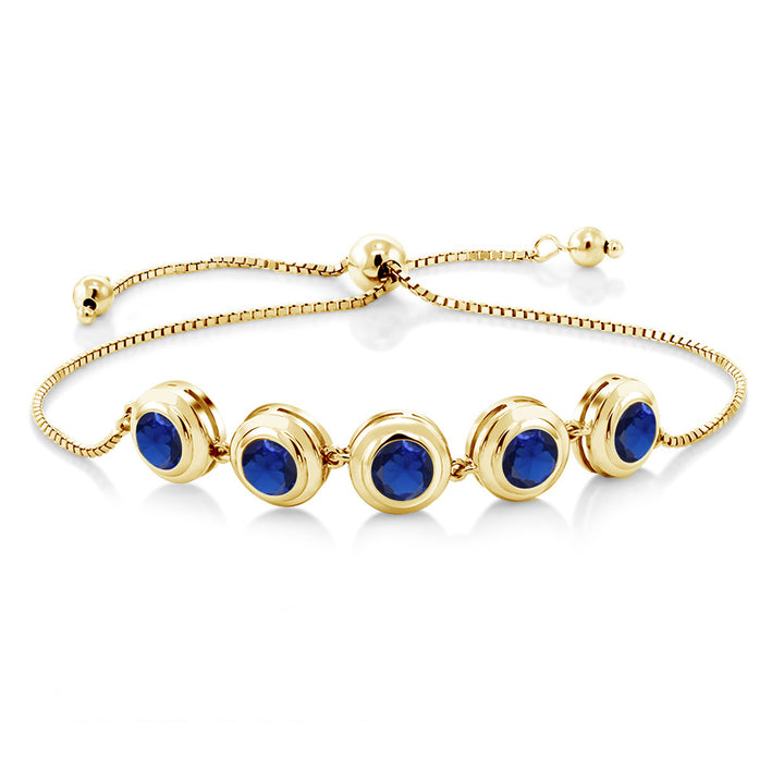 Blue Created Sapphire - September_Bracelet in 925 Yellow Gold Plated Silver