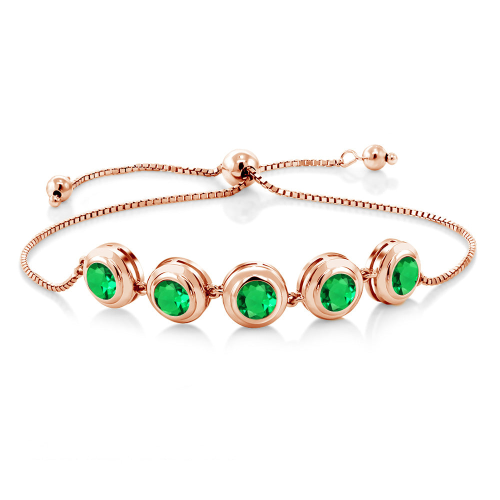 Nano Emerald - May_Bracelet in 925 Rose Gold Plated Silver