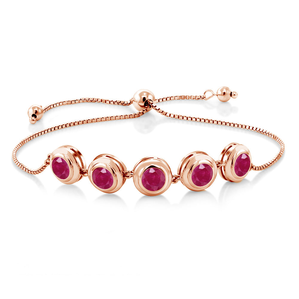 Ruby - July_Bracelet in 925 Rose Gold Plated Silver